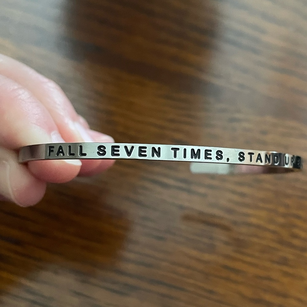 BRAND NEW Mantraband “fall seven times, stand up eight”, silver